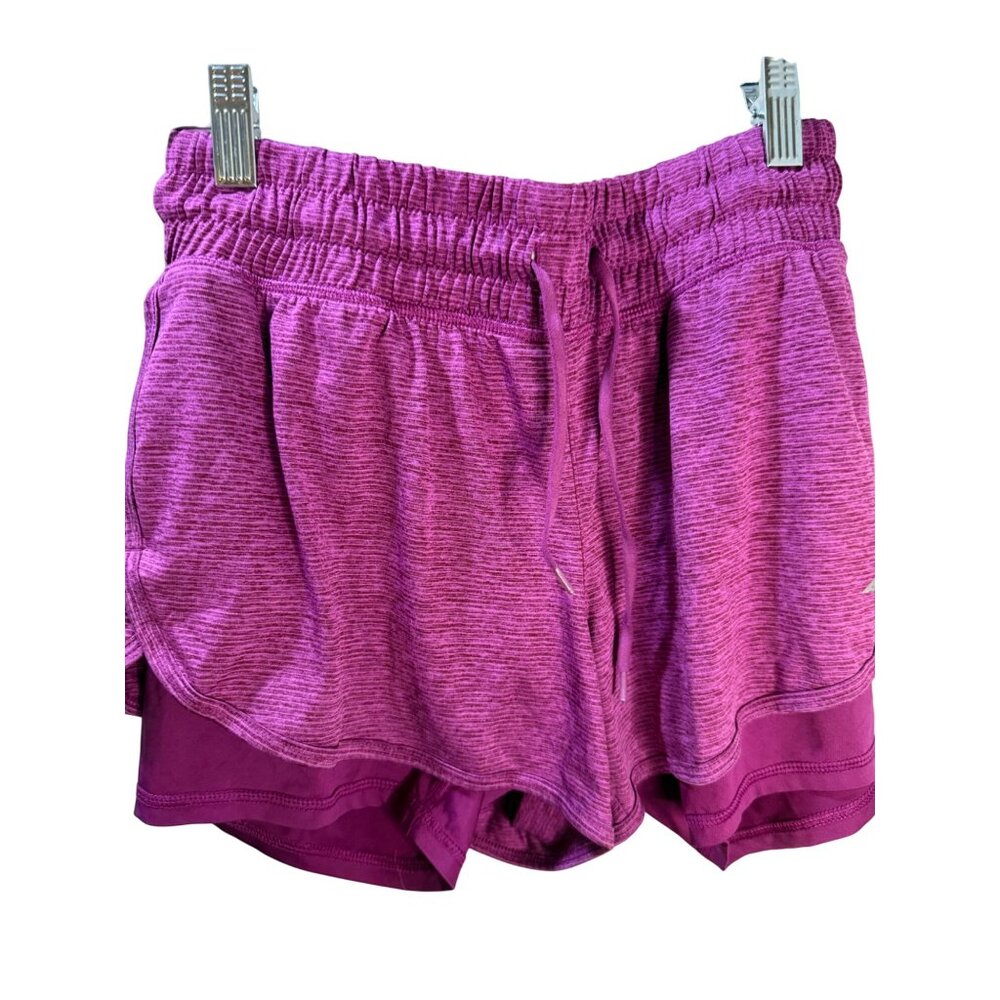 Avia Womens Athletic Double-Layer Running Shorts Medium Purple Polyester Stretch